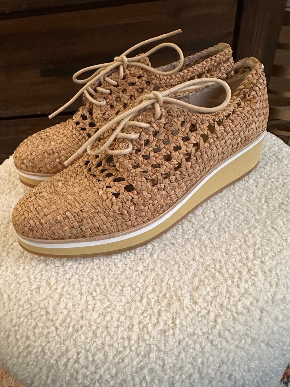 Donald J. Pliner Napoli Derby Cork Wedge Woven Shoes Size 10